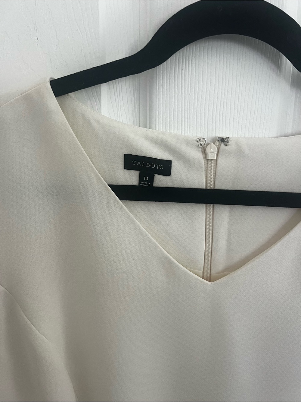 Talbots Cream V-Neck Short Sleeve Midi Dress - Picture 3 of 7